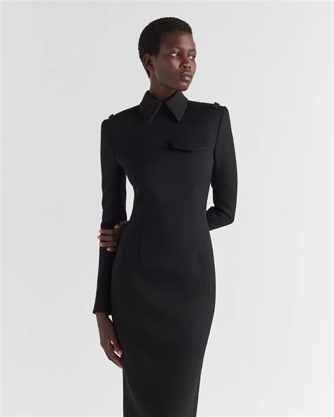 prada stretch natté dress|Black Stretch Natté Dress .